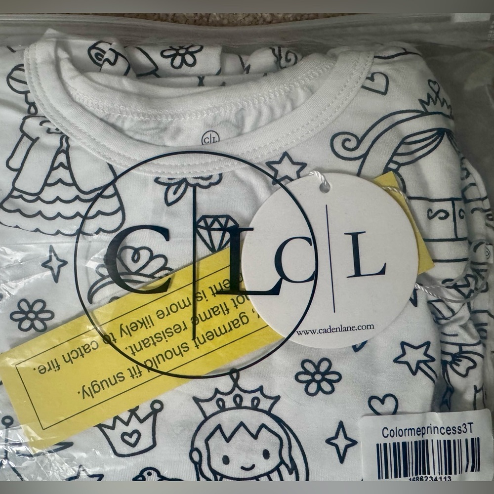Caden Lane White and Black Kids Pajama Set